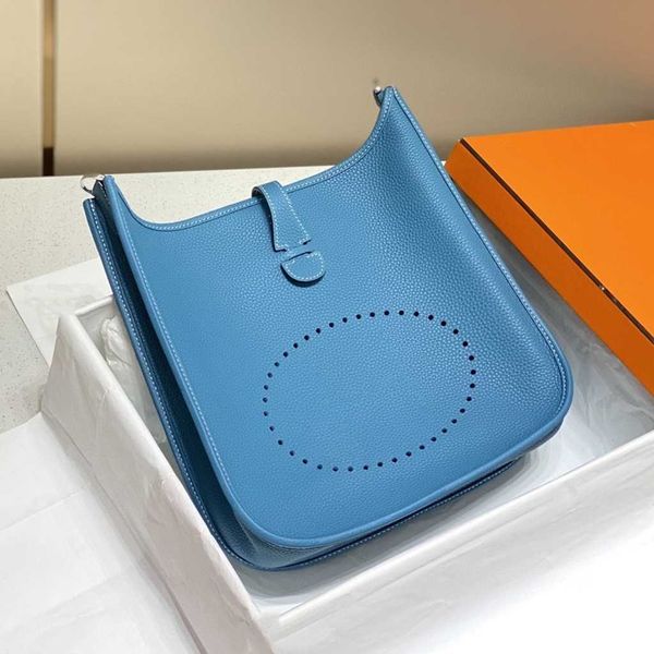

designer bag fashion out genuine h 2023 evelynbag real leather casual tote cowhide hollow litchi pattern bags shoulder crossbody women'