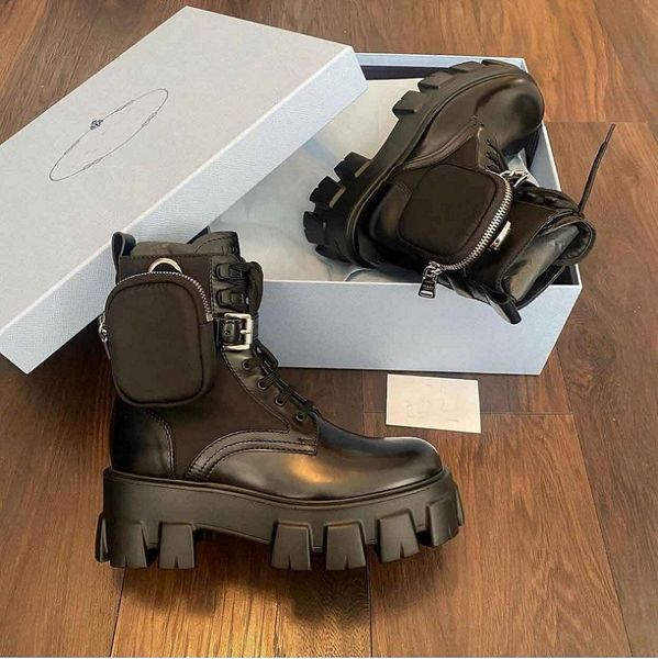

fashion winter monolith women combat boots chunky brushed leather nylon lug sole ankle boot tread soles platform booties brands footwear eu3, Black