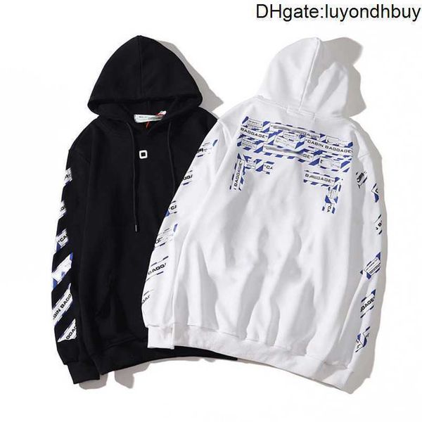 

fashion mens classic offs hoodies loose sweatshirts zipper hoodie cotton pullover long sleeved back oil paint arrow x men women kevn, Black