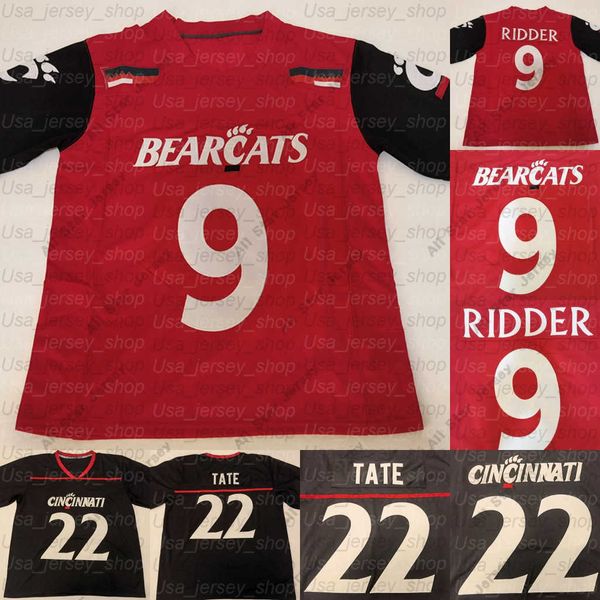 

american college football wear custom cincinnati college football jerseys 18 travis kelce 9 desmond ridder 3 michael warren ii 11 bryan wrig, Black
