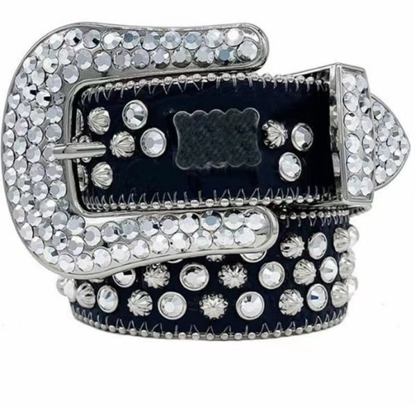 

bb designer luxury belt simon belts for men women shiny diamond belt black on black blue white multicolour with bling rhinestones as gift 20, Black;brown