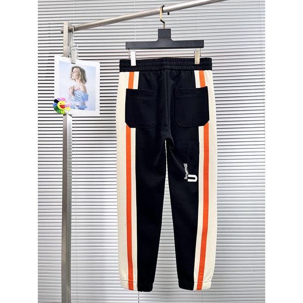 

mens pants trend design side stripes womens rope pantss casual pants hip hop color bindings, Black