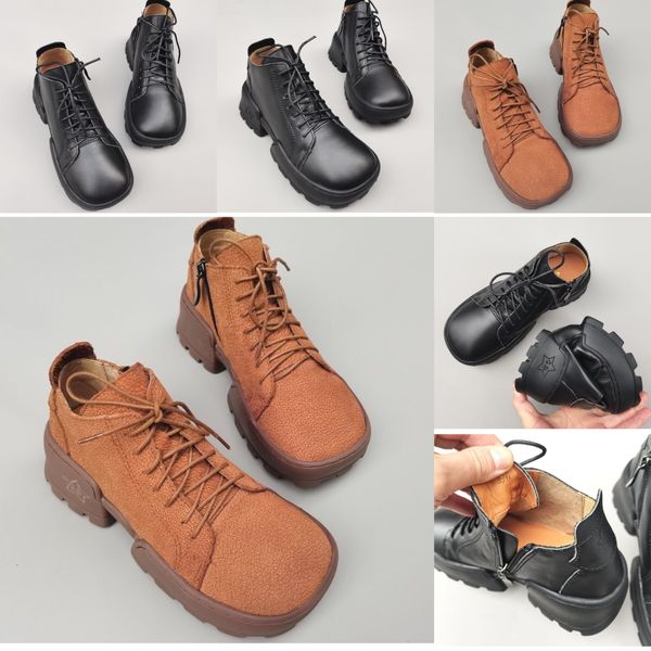 

pure handmade shoes sponge cake thick soled women's high heel shoes cowhide designer retro british style, Red;white