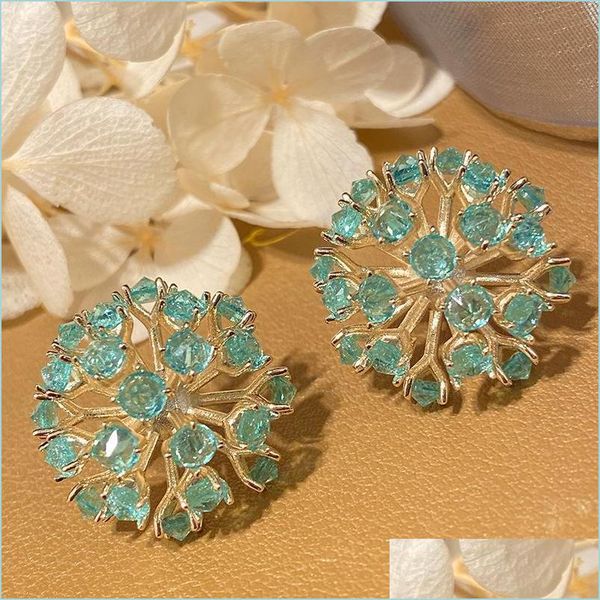 

stud stud bilincolor fashion golden light green cz flower dandelion earring for women drop delivery 2022 jewelry earrings dh43g, Golden;silver