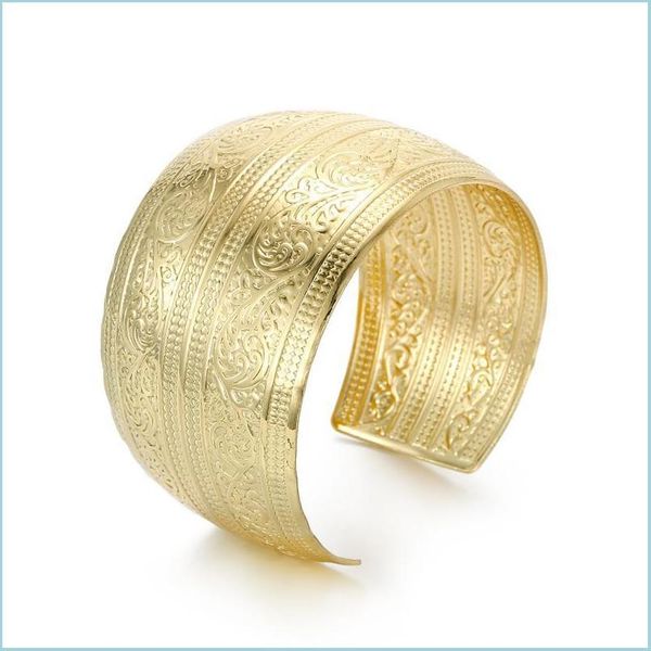 

bangle bangle dayoff european punk gold color big wide bracelet for women men open ajustable carved flower jewelry b106banglebangle dh2wq, Black