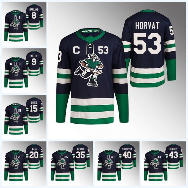 

canucks 2022-23 reverse retro hockey jerseys vancouver j.t. miller elias pettersson quinn hughes thatcher demko conor garland bo horvat broc, Black;red