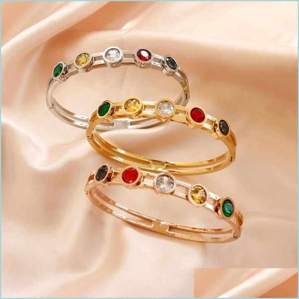 

bangle bangle muse crush colorf cubic zirconia bracelet stainless steel cz cuff for women wedding engagementbanglebanglebangle drop dhdhx, Black