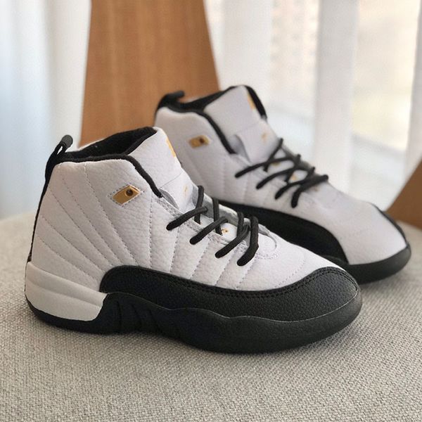 

kids basketball shoes jumpman 12s 12 ps flu game black deadly pink gym red athletic sneakers kid shoe eur 26-35 8-2-38, White