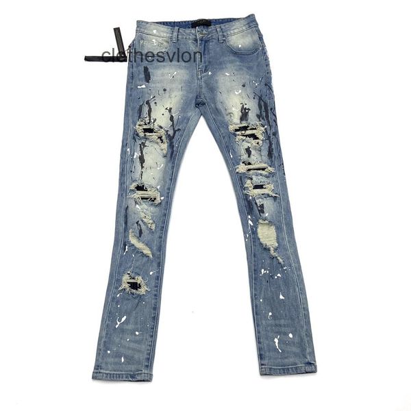 

amirs mens jean fashion jeans designer second hair blue diamond one knee hole slim little foot mxm