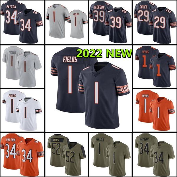 

1 justin fields jersey 10 chase claypool 34 walter payton eddie jackson 11 david montgomery darnell mooney akiem andy dalton football brian, Black;red