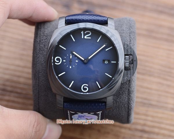

fashion mens watches pa 01663 44mm blue dial leather bands strap stainless sapphire luminova automatic mechanical men watch wristwatche, Slivery;brown