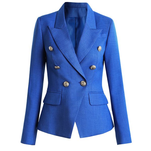 

high-quality double-breasted office lady classic blue blazer, White;black