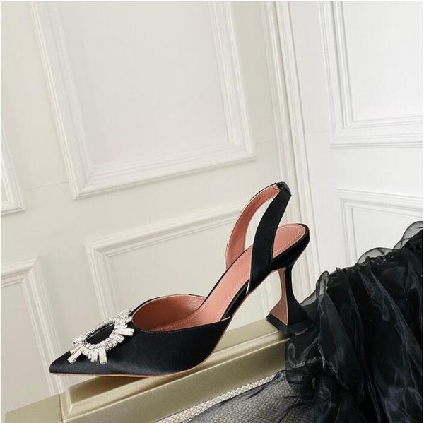 

pumps shoes sandals dress shoe factory footwear crystal-embellished buckle navy stain spool heels for women heel luxurys designers evening s, Black