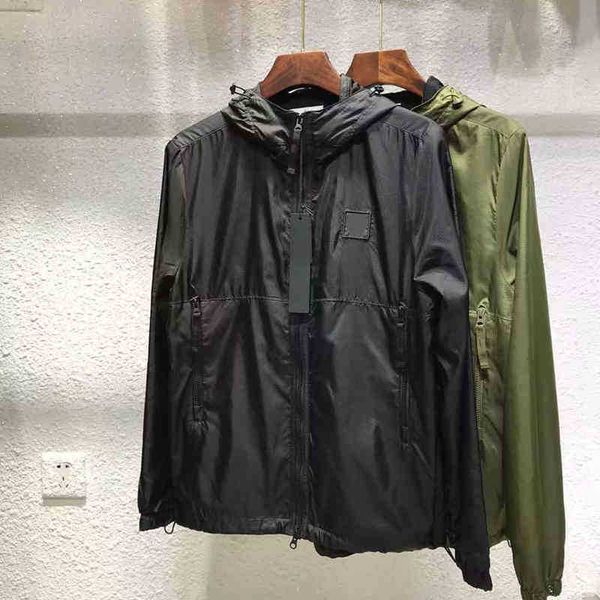 

spring and autumn ventilation grid men's jackets solid color hooded zipper love coat chao brand tooling simple style in europe america, Black;brown