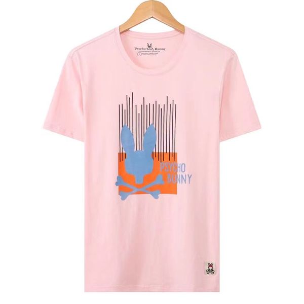 

psycho bunny men's short t-shirt colorful skull rabbit hoodlum rabbit round neck european and american street fashion couple t-shirt m-, White;black