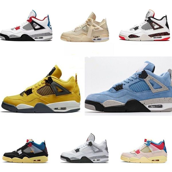 

4s basketball shoes women men 4 military black cat thunder sail university blue grey mid diamond light smoke grey sports sneakers jordan4 jo, Black;brown
