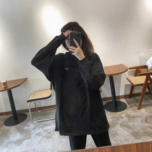 

long well hoody done women's sleeve letter men women sweathirt hoodies casual sweatshirt graffiti cotton designer sports 11 20r5, Black