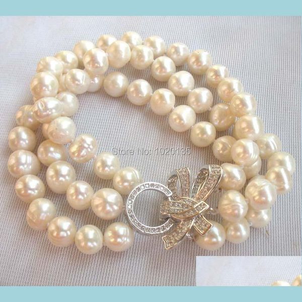 

bangle bangle 3rows freshwater pearl white round 89mm nature bracelet 8inch butterfly wholesale bead gift fppjbangle drop delivery j dhpxk, Black
