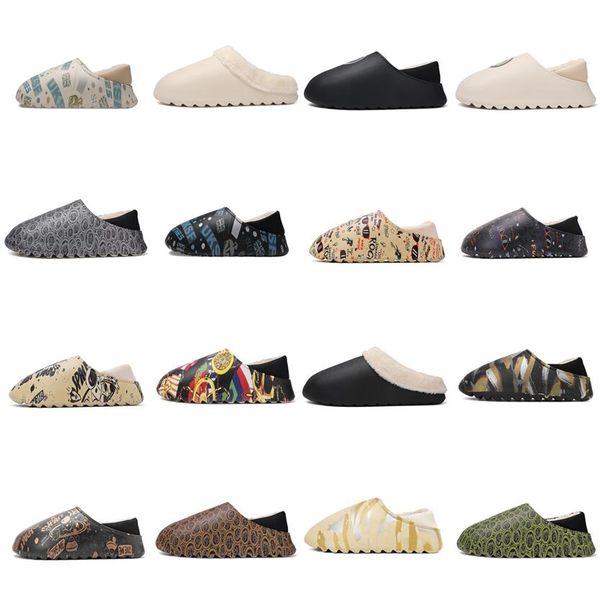 

women man furry slippers fluffy faux fur slippers designer shoes warm indoor flip flops fashion anti-slip female slides size36-46, Black