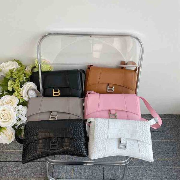 

bags handbags designer balencigas leather hourglass bag family b autumn and winter 2022 cowhide shape plain crocodile pattern diagonal