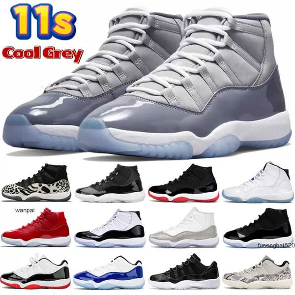 

2022 cool grey 11 11s basketball shoes mens womens animal instinct 25th anniversary legend blue concord bred snake light bone air 1 jordas, Black