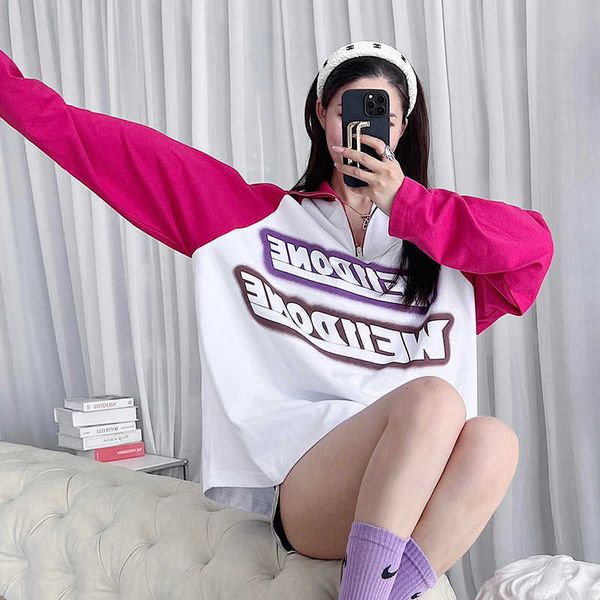 

colored well women's hoody done 3d zipper high neck sweater autumn color couple long sleeve hoodies casual sweatshirt graffiti cotton d, Black