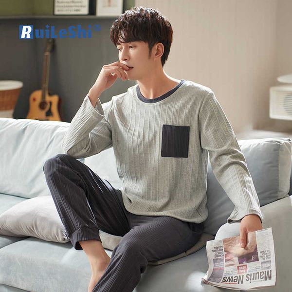 

men's sleepwear korea fashion men winter warm pajamas cotton sleepwear home wear cartoon print pajama male casual long sleeve sets suit, Black;brown