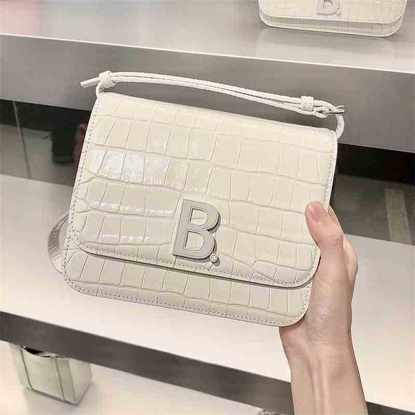 

designer balencigas leather bags handbags female 2022 b-type pink crocodile pattern beancurd genuine single shoulder slanting cross