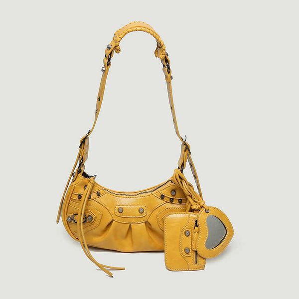 

leather classic balenicass lecagole motorcycle bag high grade women 2022 classic fashion texture small square ins foreign style hand armpit