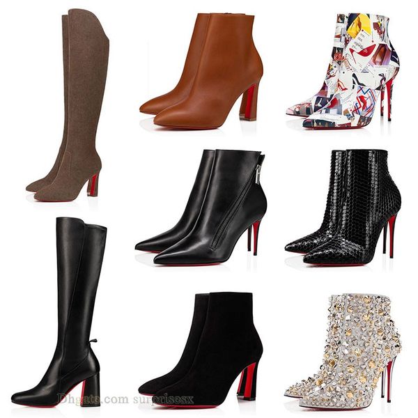 

knee high boots winter women ladies 8 10 12 cm ankle boot designer booties big size eur 41 42 43, Black