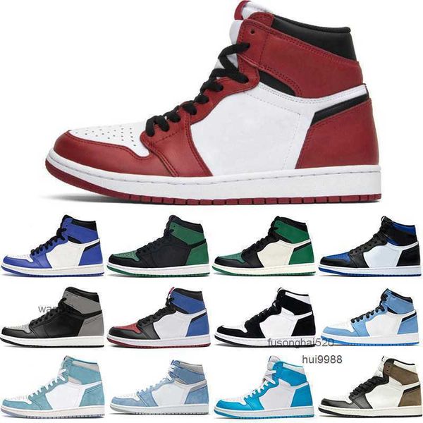 

2022 new men's basketball shoes 1s sports 1 sneakers obsidian game royal 3 shadow pine green dark mocha unc tie dye bred toe chicago jo, Black