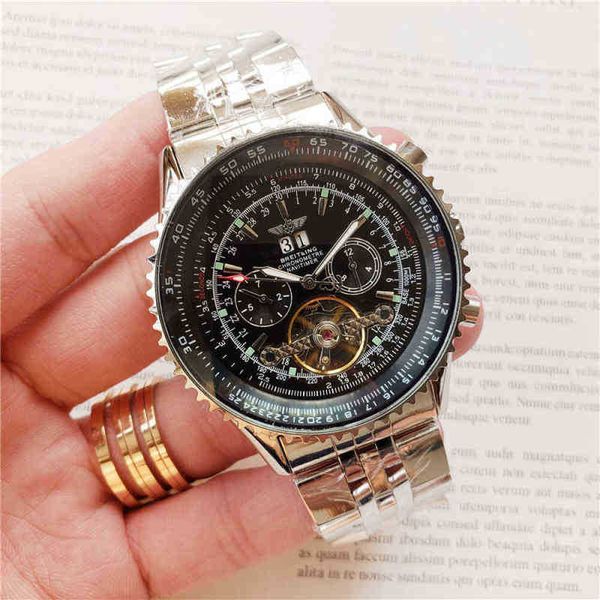 

watches ready stockoriginal men breits automatic watch luxury waterproof mechanical wristwatch vyne, Slivery;brown