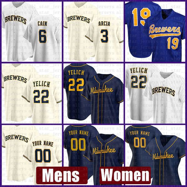 

milwaukee mens brewers women baseball jersey 22 christian yelich custom 19 robin yount 6 lorenzo cain 8 ryan braun 24 jesus aguilar, Blue;black