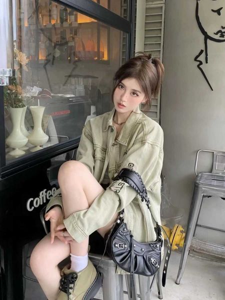 

leather fashion lecagole balenicass biker bag 22 new type b le cagole locomotive three in one pleated crescent oil wax skin underarm single