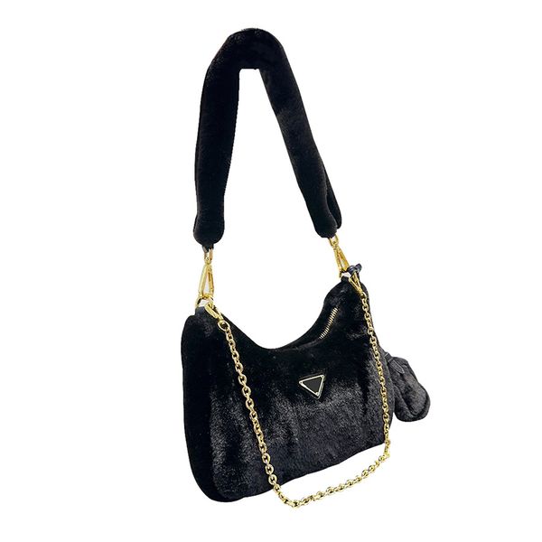 

designer shoulder bags simple women soft plush hobos winter furry ladies clutch purse handbag fashion female underarm bag