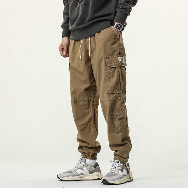 

men's overalls multi pocket outdoor mountaineering loose casual pants leggings, Black