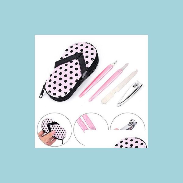 

nail art kits 4 pieces manicure set in pu sandal case with box travel kit nail care clipper scissors grooming tool pedicure drop del dhj1q
