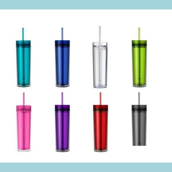 

other health care items 480ml skinny acrylic tumbler with lid and st double wall clear plastic cup bpa straight water bottle travel dhctm