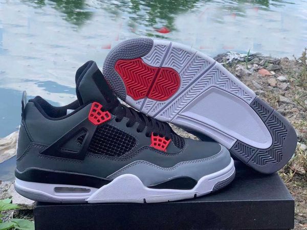 

designer shoes thunder 4 infrared basketball manila 4s dark 23-black-cement grey sports sneakers running trainers starfish