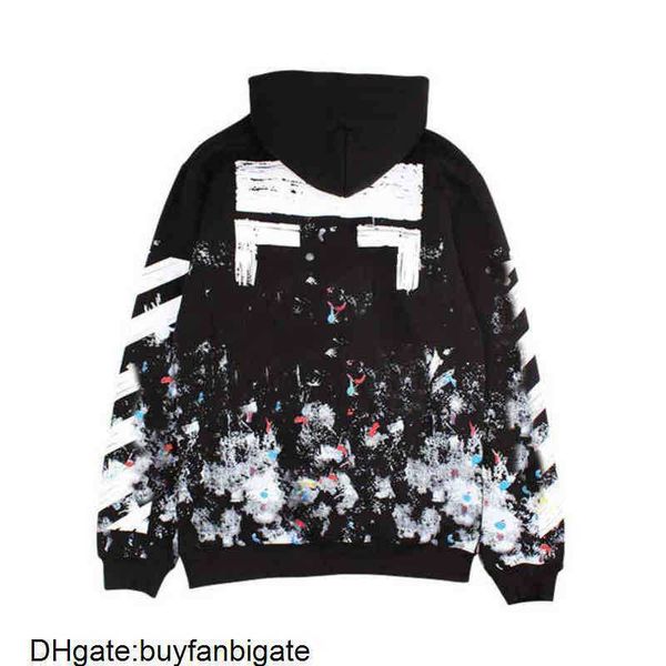 

high fashion offs hoodies loose brand mens classic sweatshirts hoodie cotton pullover long sleeved back oil paint arrow x men, Black