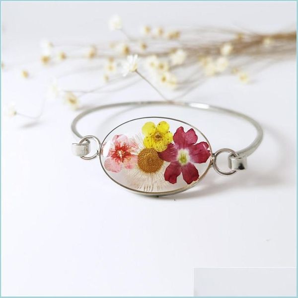 

bangle bangle wholesale 1pcs simple classic epoxy resin dried flower bracelet fashion real herbarium for ladies jewelry party giftba dhscl, Black