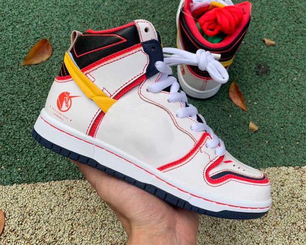 

brand shoes gundam x dk high pro white red black runner sneakers
