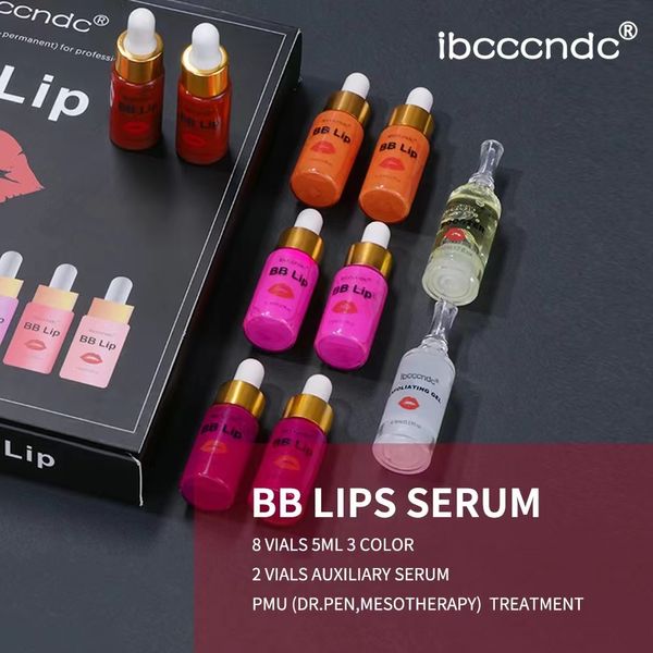 

BB Lip Serum Kit Cream Lips Gloss Semi Permanent Makeup Ampoule Serum Essence of Beauty Salon for Moisturing and Dying, Red