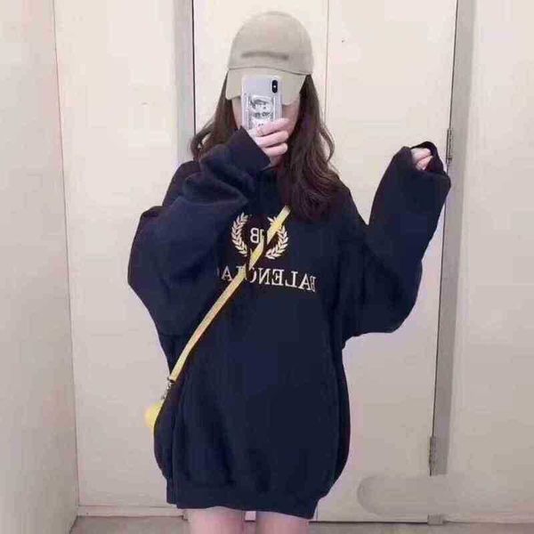 

designer balencaigass hoodies fashion brand paris aristocratic sweater b family golden wheat ear hooded long sleeve mens and womens pure cot, Black