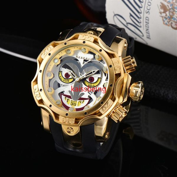 

138 luxury brand undefeated reserve venom dc comics joker rubber strap 52mm men quartz watch reloj hombres3243, Slivery;brown