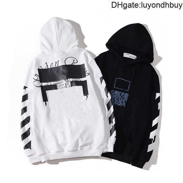 

mens fashion offs hoodies loose classic sweatshirts zipper hoodie cotton pullover long sleeved back oil paint arrow x men women tmcq, Black