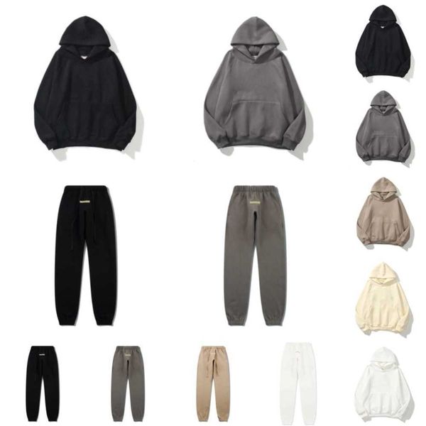 

essentials hoodies hooded for mens plush thickened fog god of fear double thread ess zipper shirt 1977 flocked and womens mfkf, Black