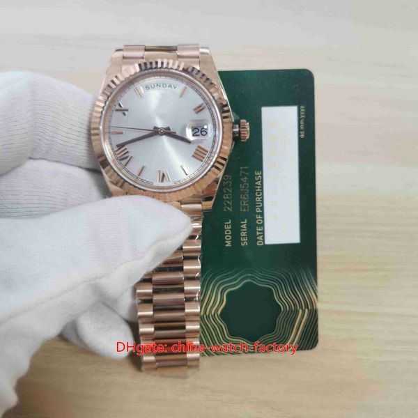 

3 color mens watch better quality ew factory 40mm president 228235 roman dial watches 18k rose gold cal.3255 movement mechanical automatic f, Slivery;black