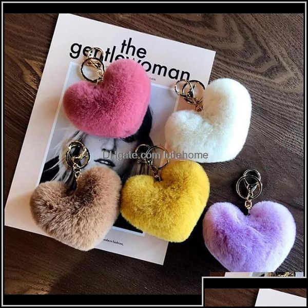 

keychains rabbit heart shape soft lovely gold metal key chains pom poms plush car keyring bag earrings accessories jswd keychains pw ot9aw, Silver