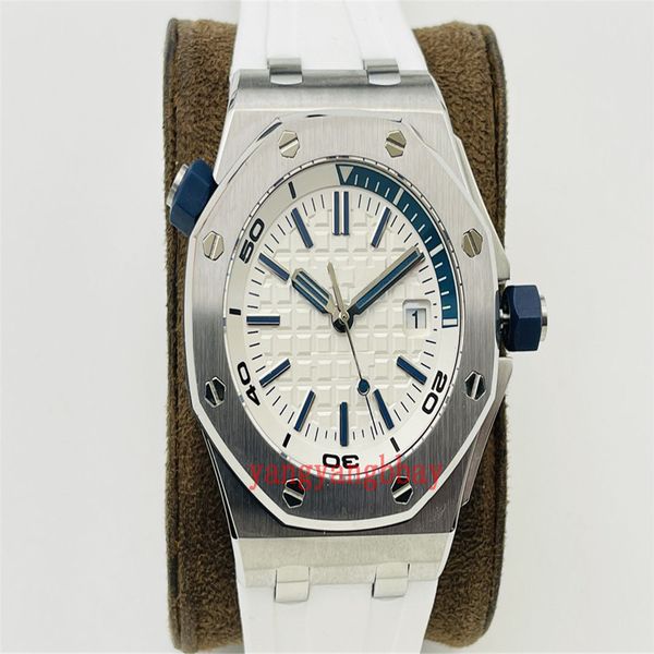 

elling uality watches 42mm diver 15710 t stainless steel bracelet transparent asia 2813 movement mechanical automatic mens men's watch, Slivery;brown